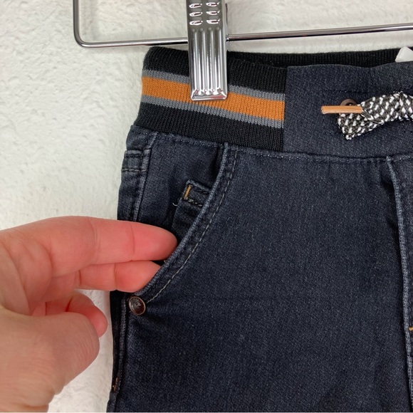 NWT Catimini jeans black denim knit elastic waist pull on size 9 months - Picture 4 of 12